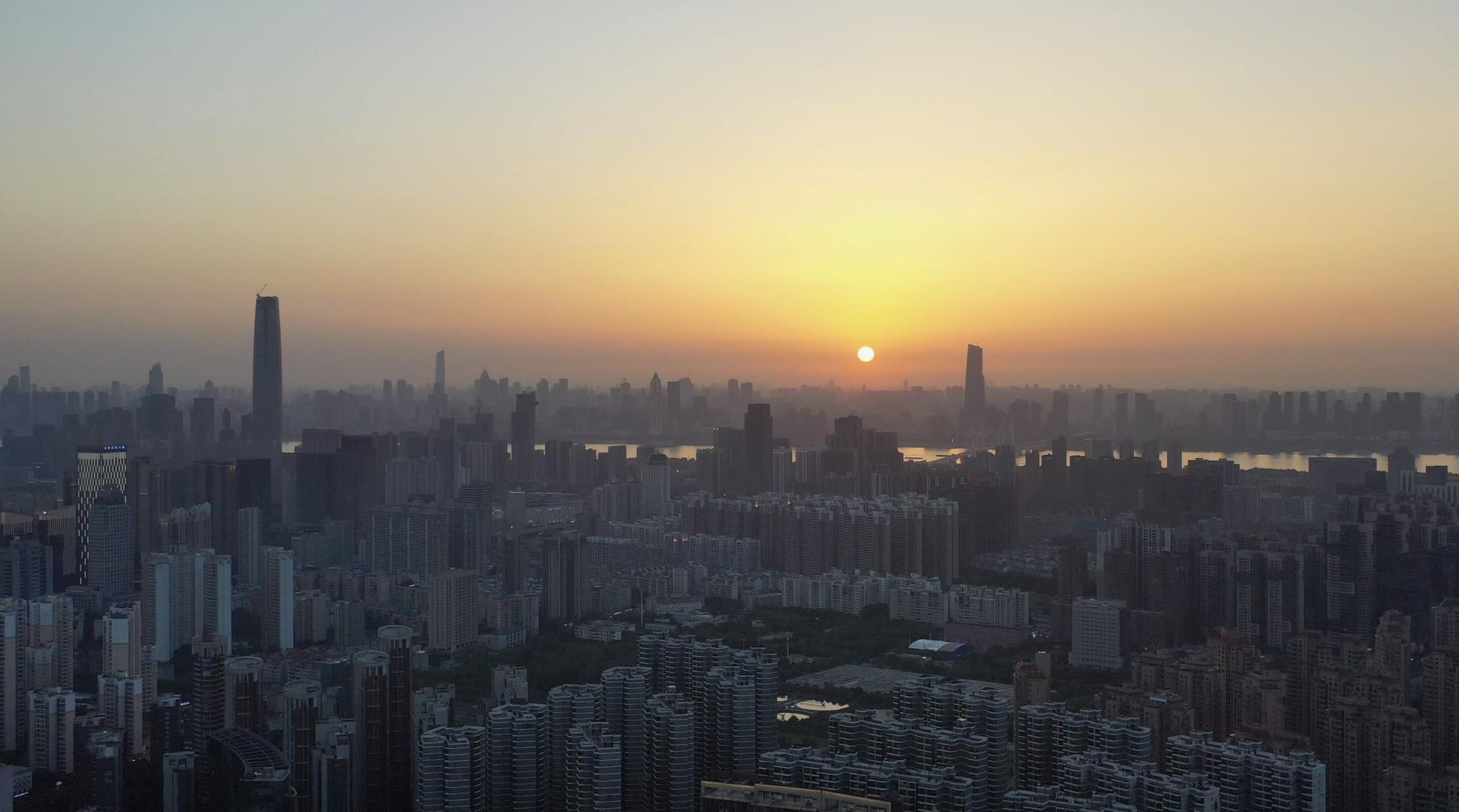 武汉城市风光城市日落航拍4K视频视频的预览图