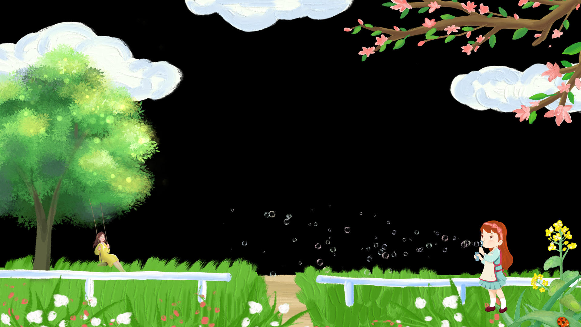 4k卡通绿色春季边框带通mov视频的预览图