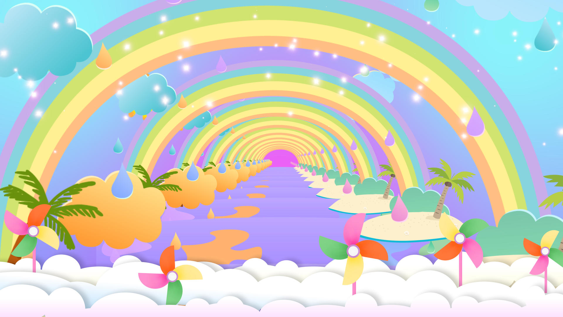 4k清新卡通彩虹穿梭儿童背景视频的预览图