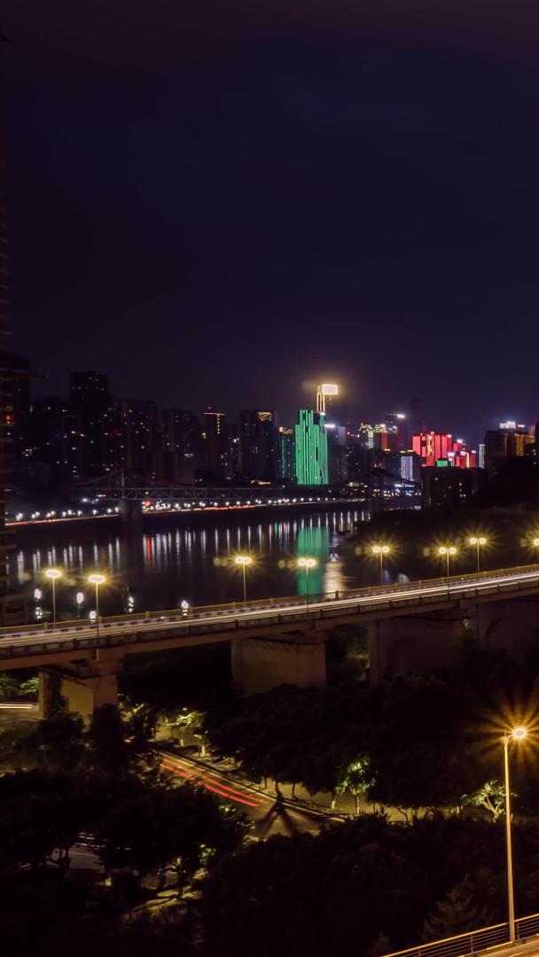 延时摄影重庆渝澳嘉陵江大桥夜景视频的预览图