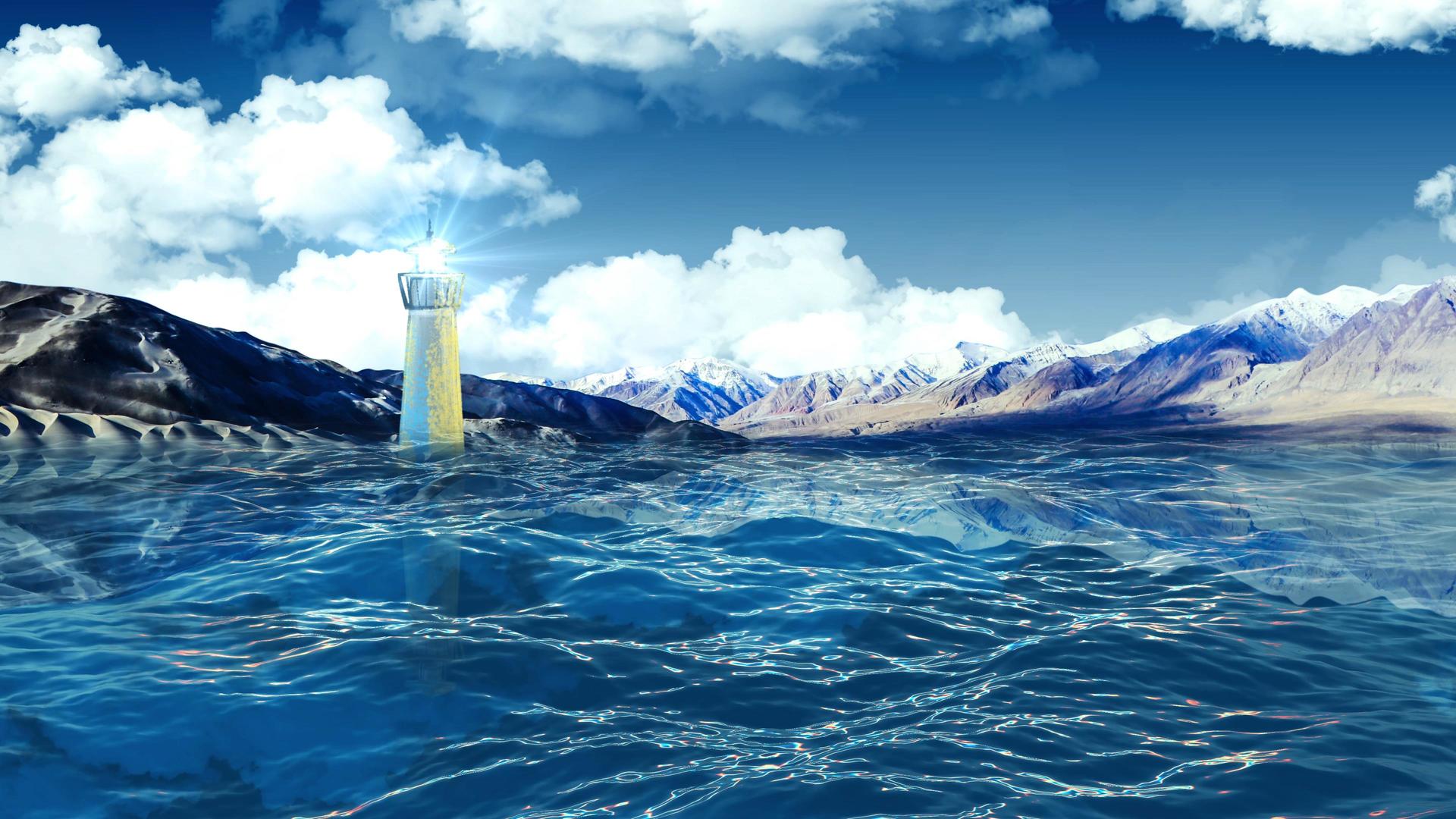 4K唯美的海面灯塔背景素材视频的预览图