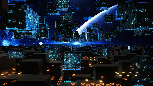 四K三维科幻元宇宙场景穿梭背景视频的预览图