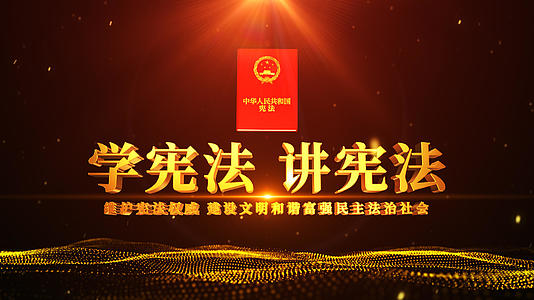 红色党政宪法E3D矩阵印刷开场片头视频的预览图