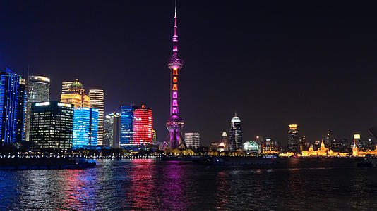 4K实拍上海北外滩繁华城市夜景视频的预览图