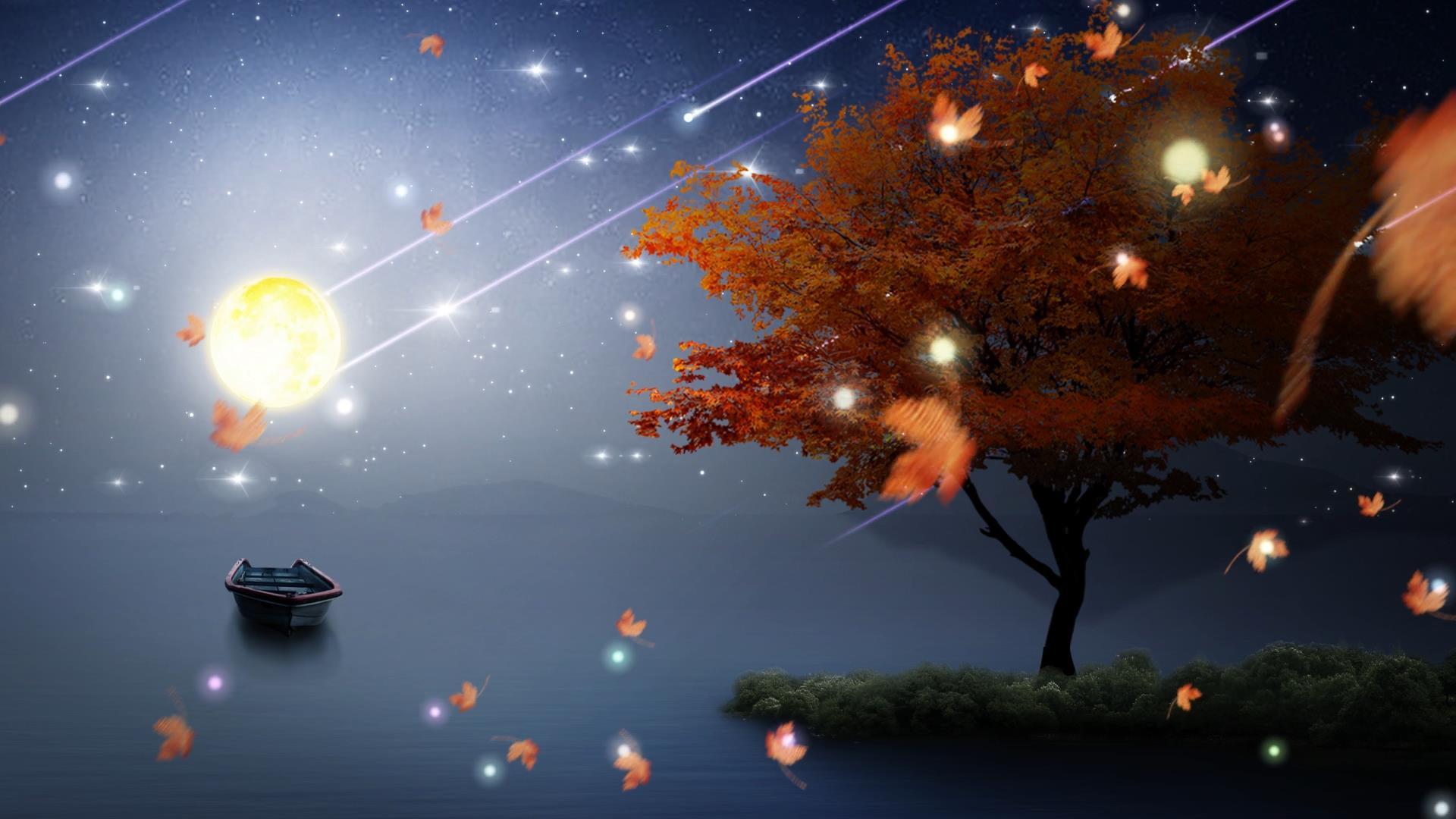 动态黑夜月光湖泊星光视频背景元素视频的预览图