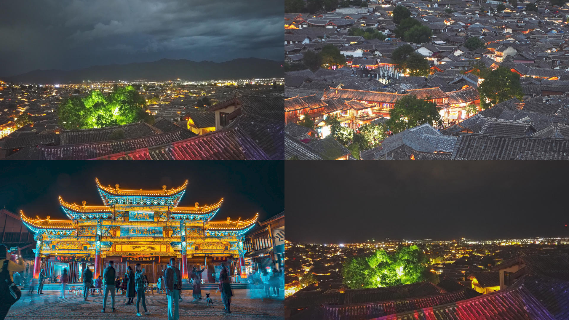【旅游宣传片】4K延时云南丽江古城城市夜景合集视频的预览图