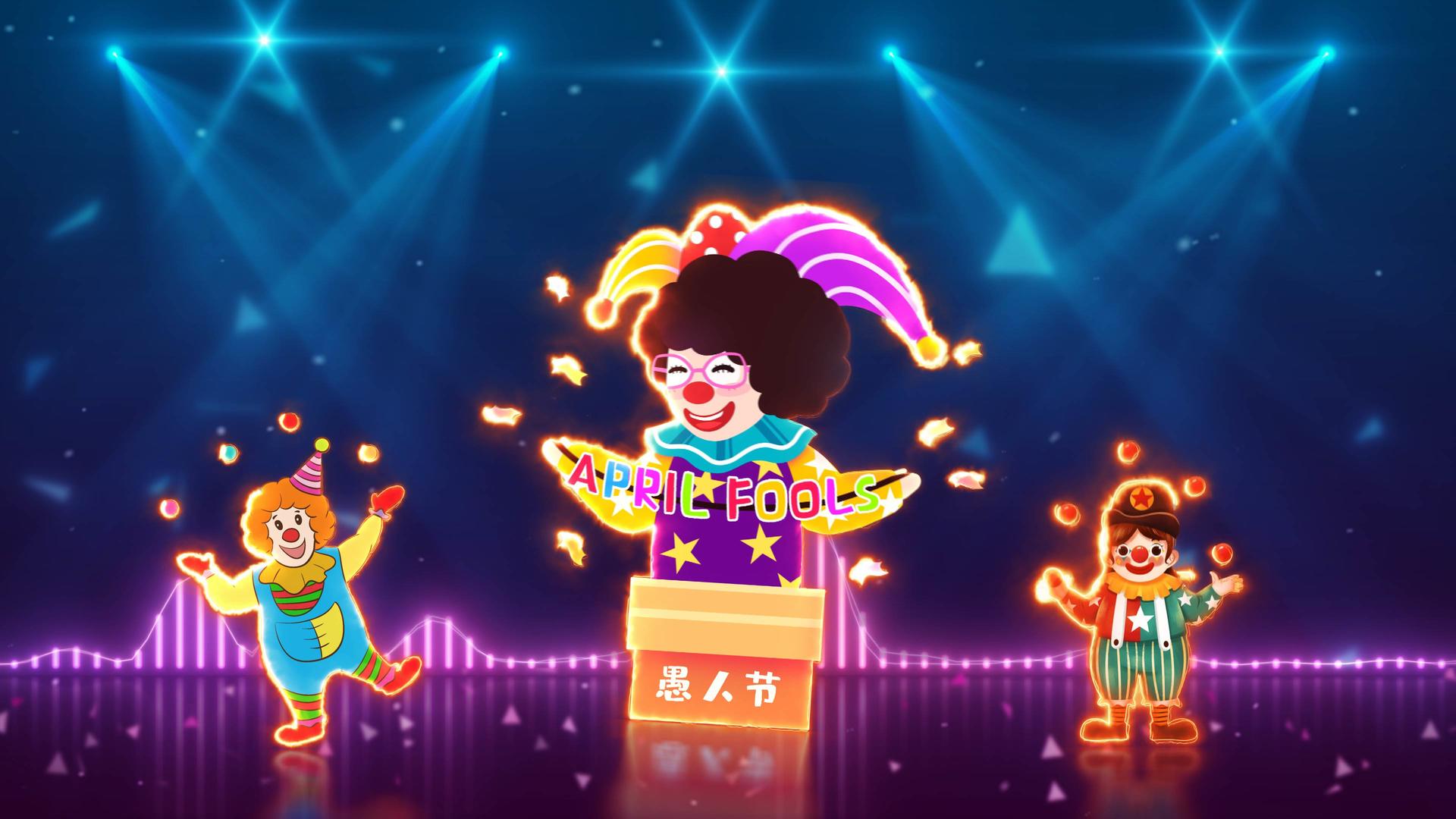 愚人节DJ小丑展示舞台背景视频的预览图