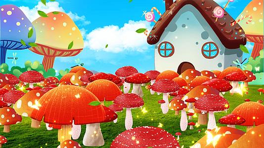 4K可爱的卡通蘑菇背景素材视频的预览图