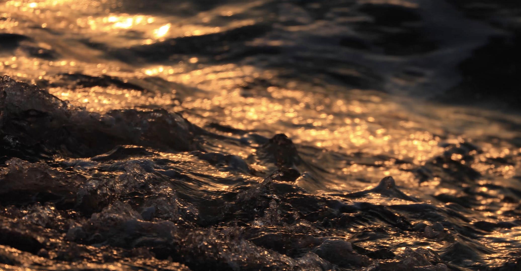 4K日出时的金色海浪视频的预览图