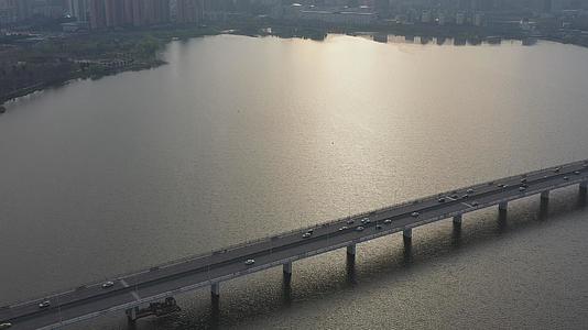 航拍武汉沙湖大桥交通视频的预览图