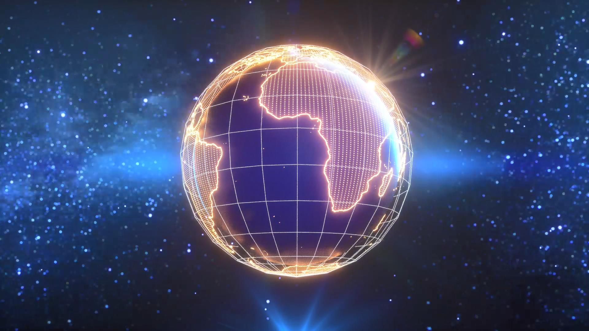 科技光感三维数字地球无缝循环动画背景视频视频的预览图