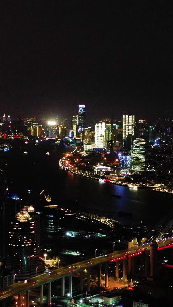 上海夜景杨浦大桥航拍素材视频的预览图