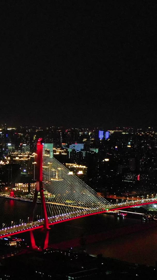 上海夜景杨浦大桥航拍素材视频的预览图