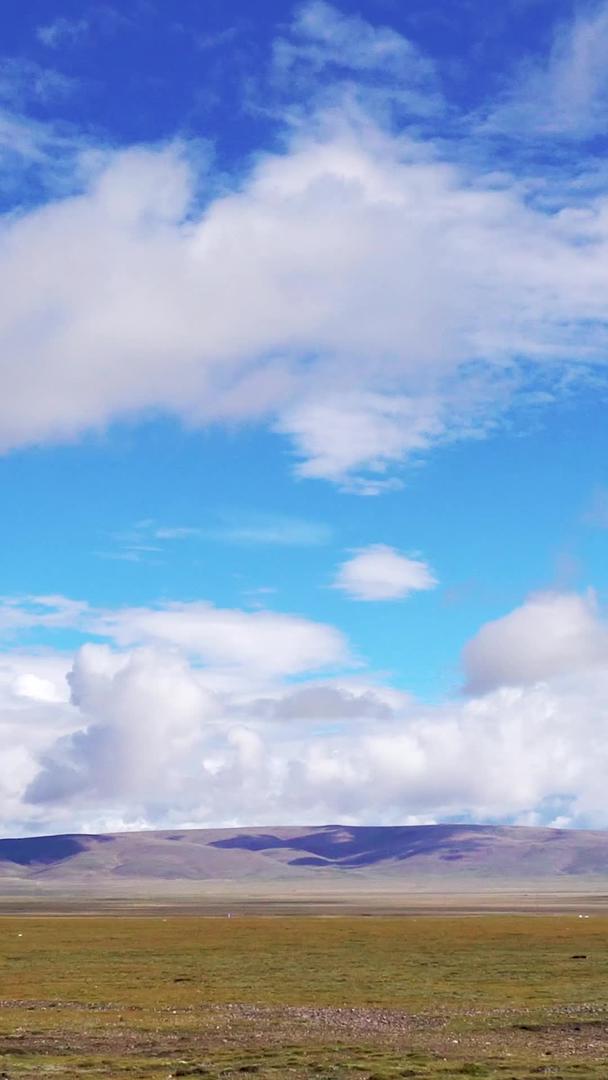 开车拍摄藏区草原蓝天白云风光视频的预览图