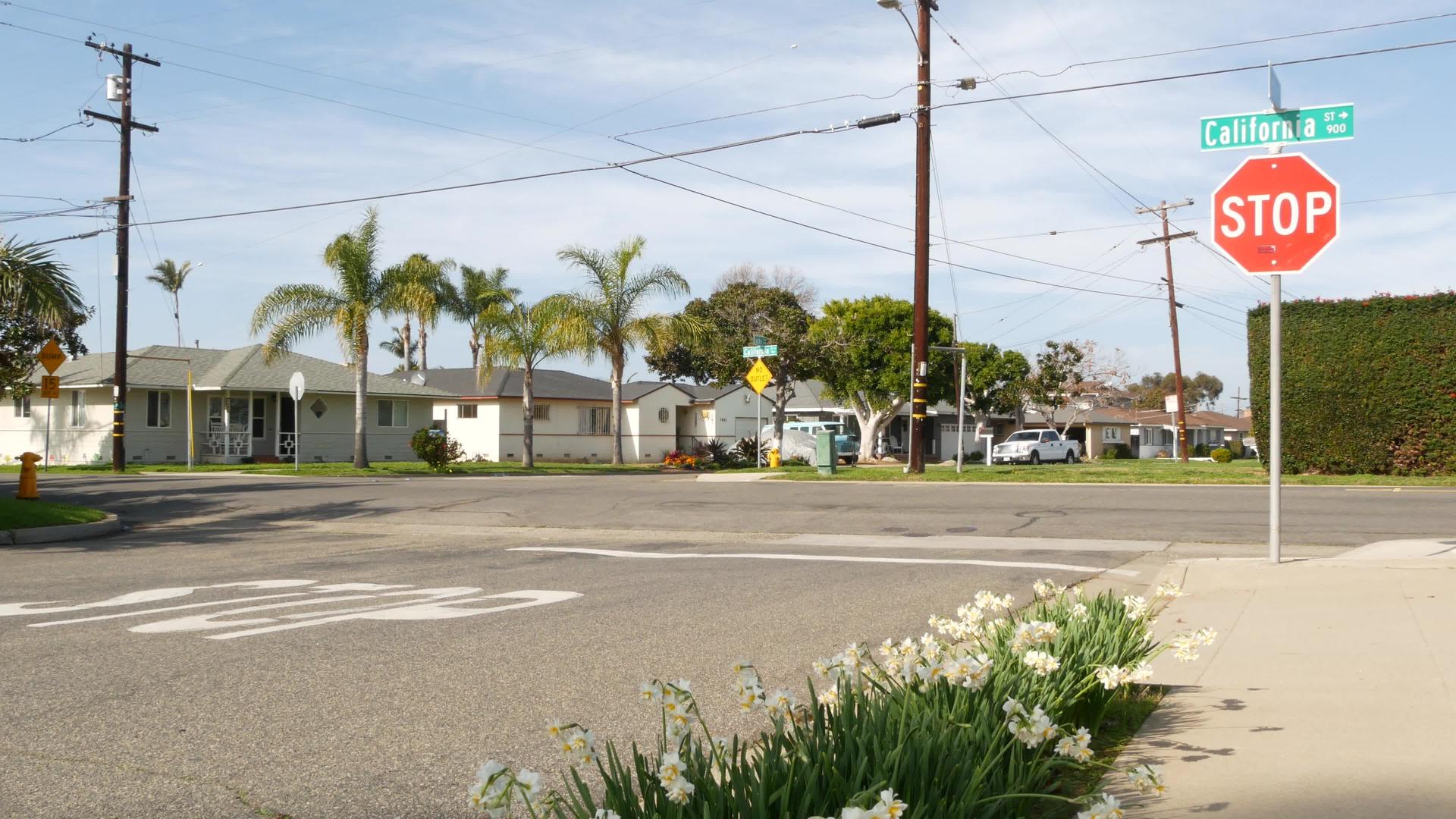 城郊街道上的房屋加州usa.通用建筑LosAngelaes附近的住宅区视频的预览图