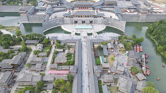 航拍湖北襄阳中国唐城全景旅游4k素材视频的预览图