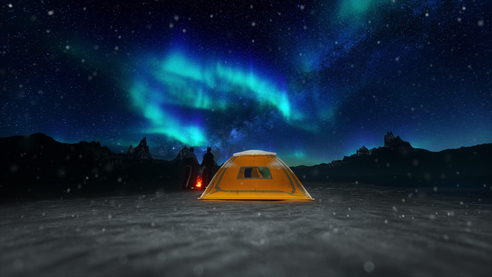 野外的挪威山露营视频的预览图