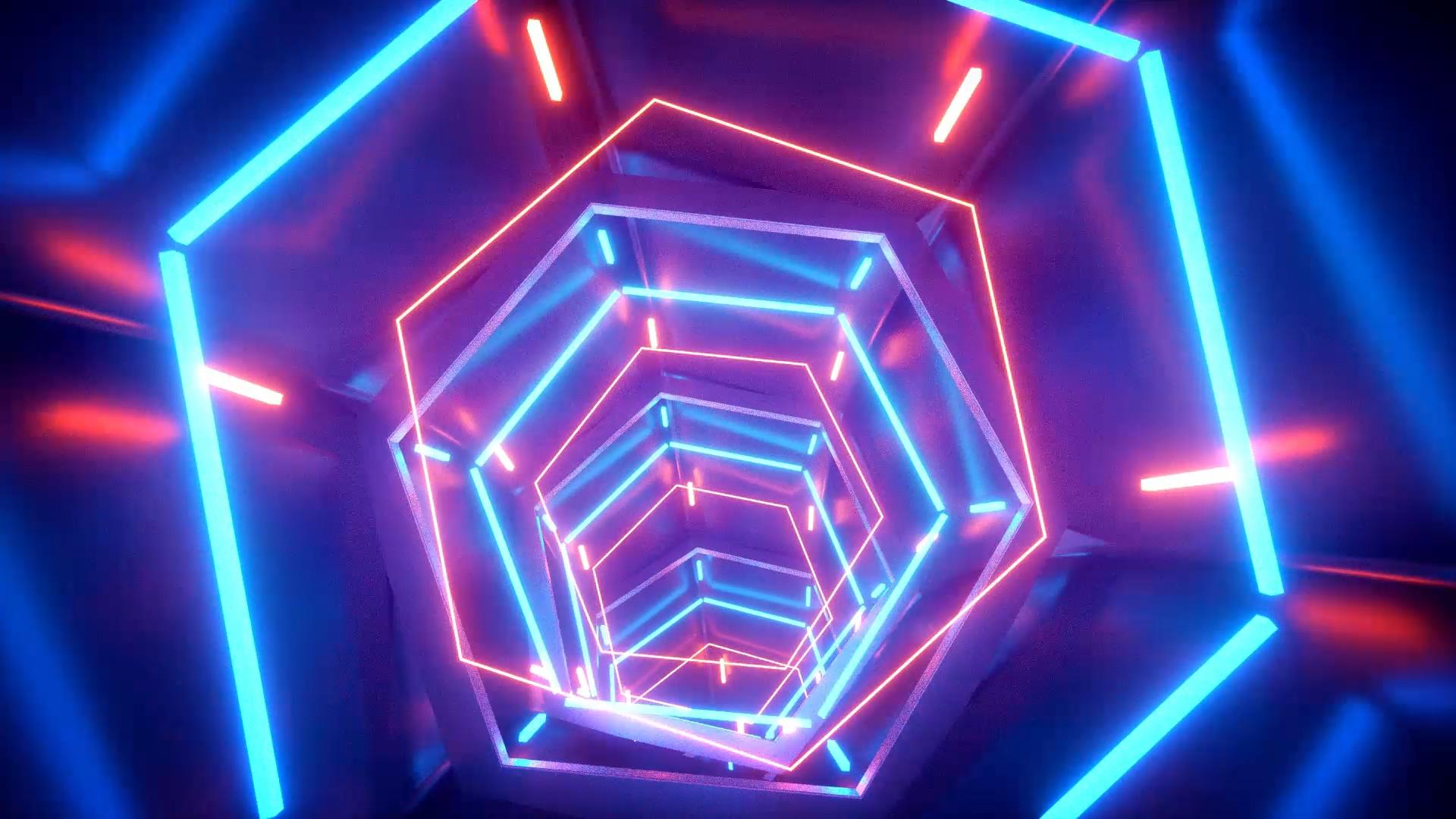 霓虹灯光隧道穿梭迷幻三维场景循环动画视频的预览图