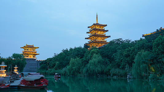 8k素材延时摄影中国唐城青龙寺建筑夜景视频的预览图