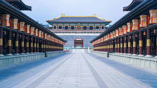 8k素材延时摄影中国唐城旅游文化网红景区视频的预览图