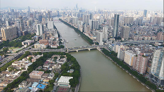 4k高清航拍广州荔湾区人民桥城市建筑风光视频的预览图