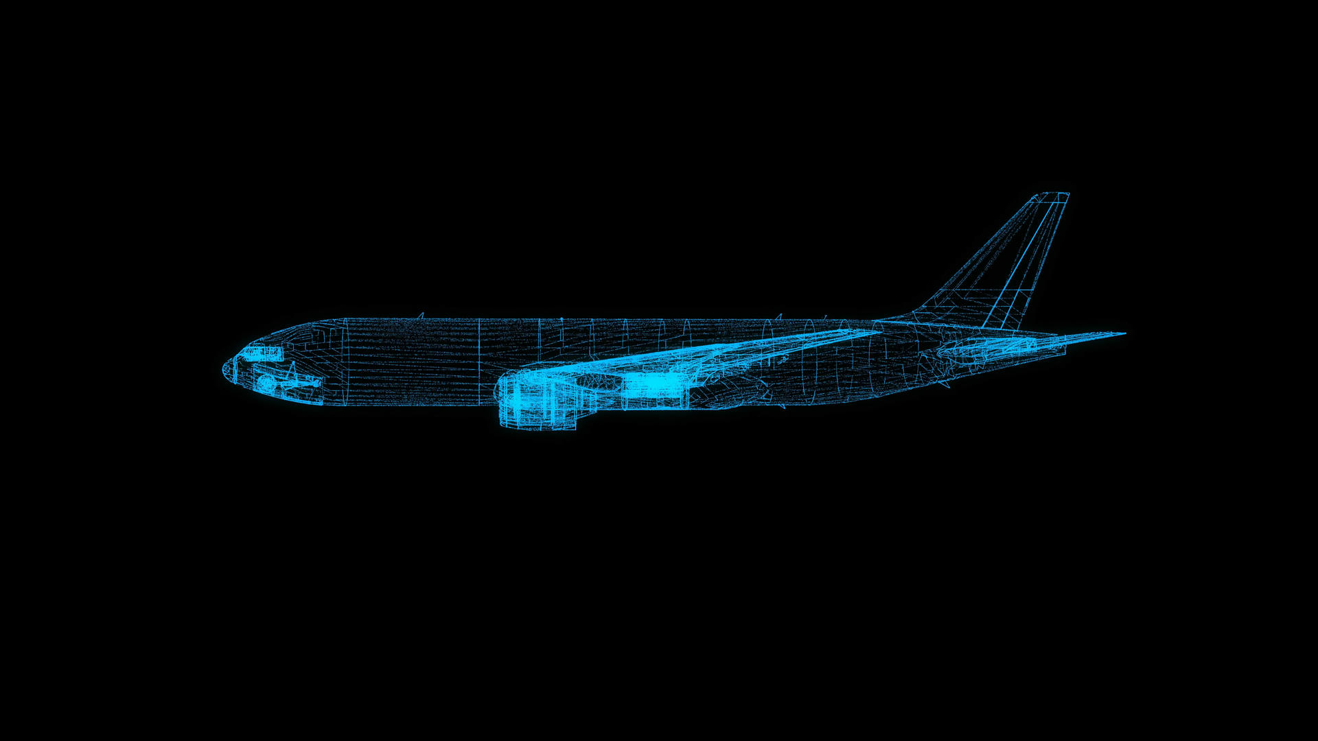 4K透明通道全息粒子飞机视频素材视频的预览图