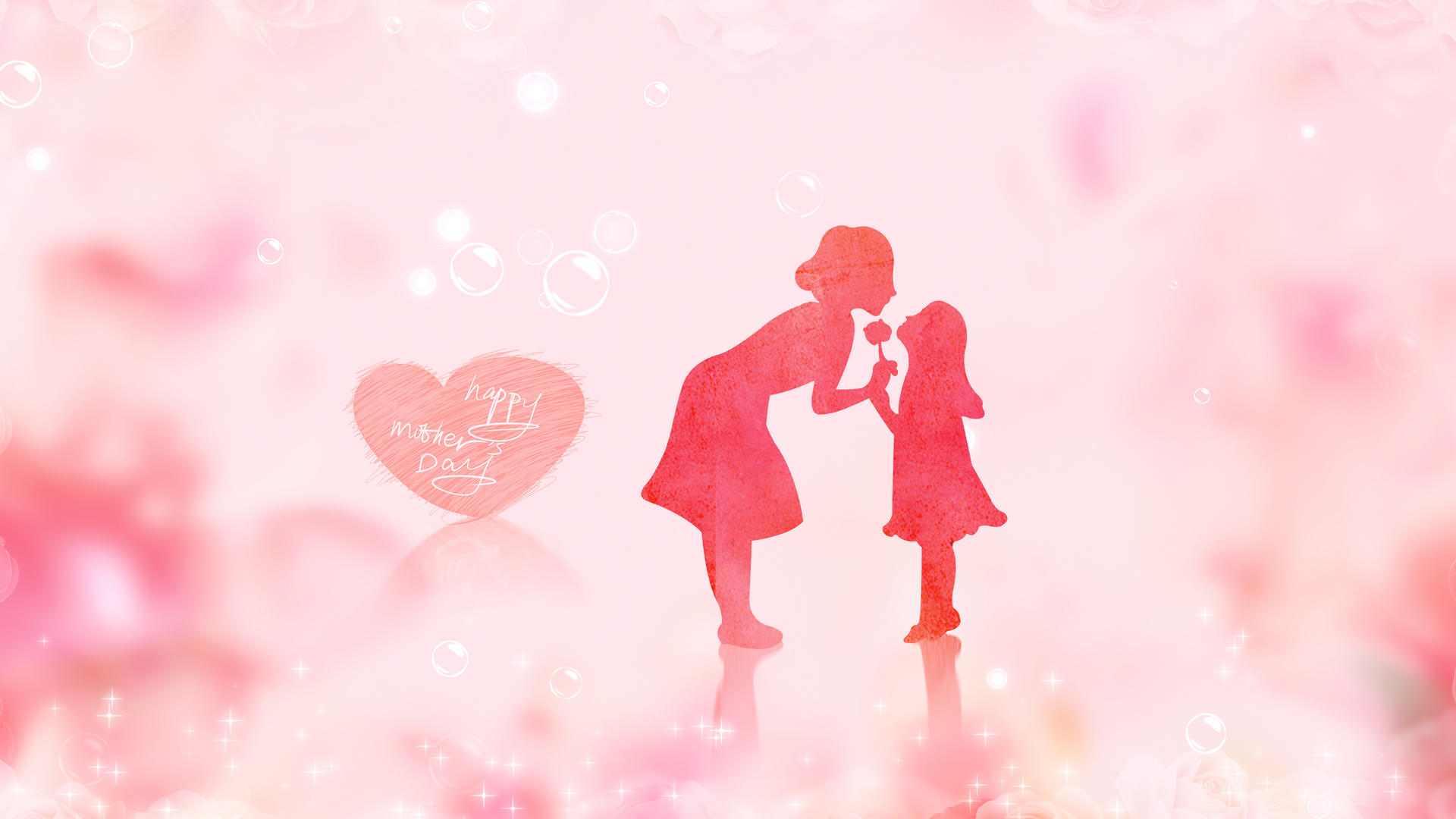 温暖的粉色飘动爱花花瓣母亲节背景视频的预览图