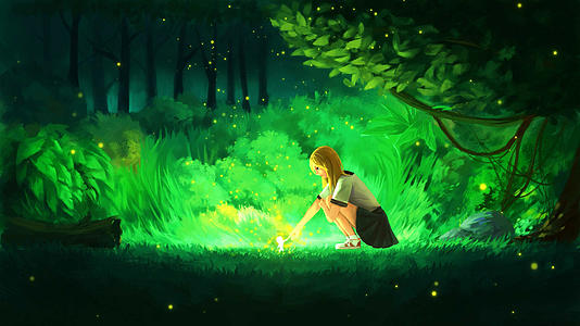 森林女孩萤火虫素材4k视频的预览图