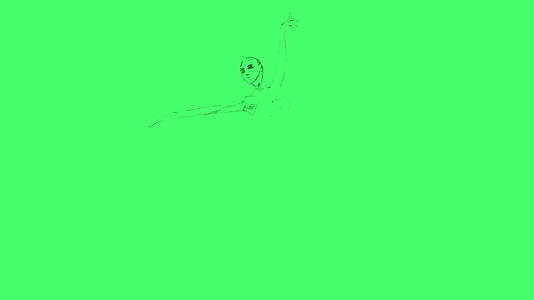 优雅的芭蕾舞动画是用黑白画成绿色屏幕上最小的风格视频的预览图