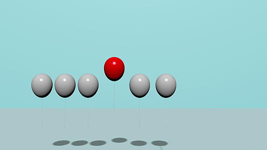 动画从人群和不同的概念中脱颖而出一个红有一个红色的气球视频的预览图