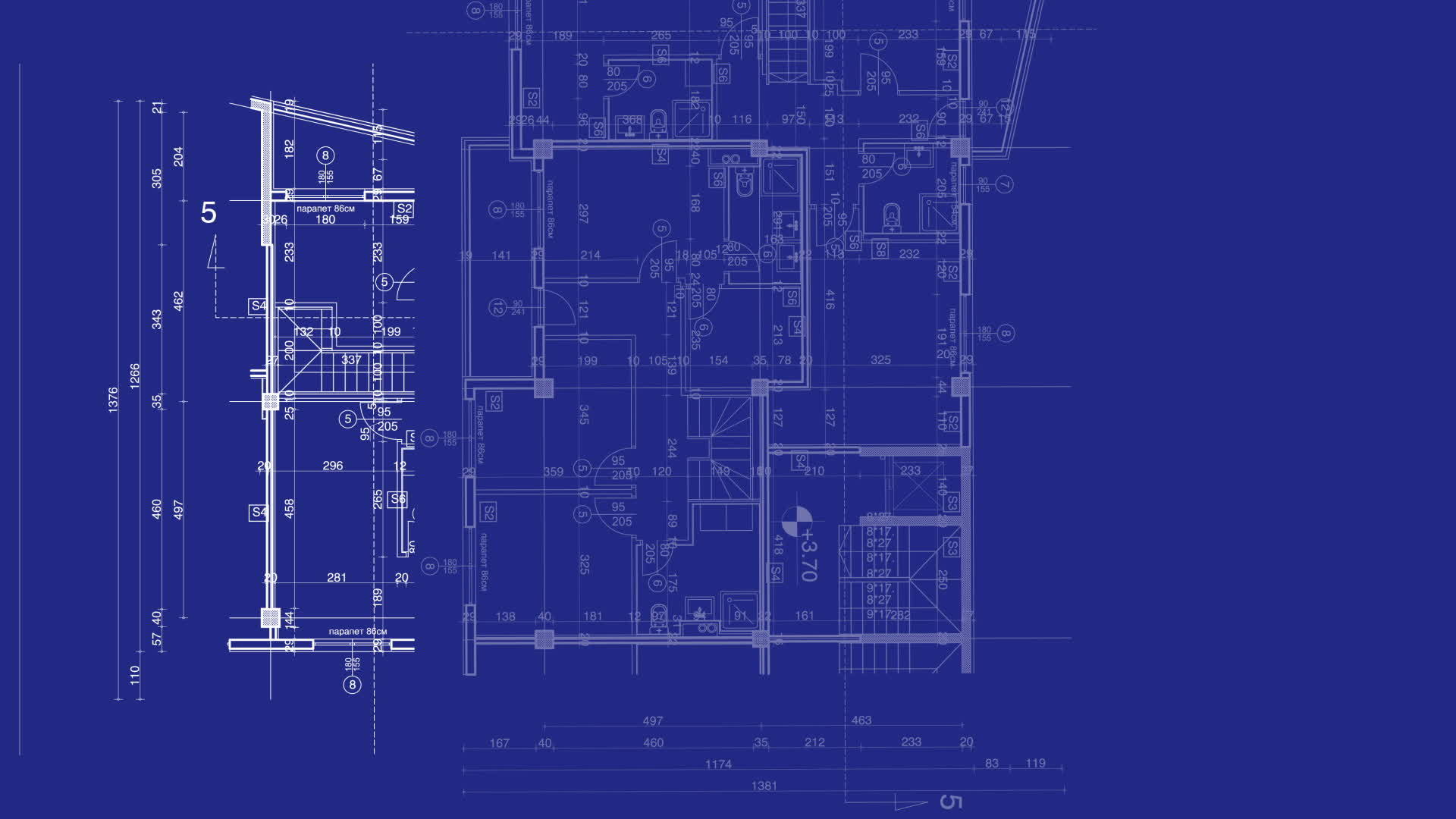 带有城市草图的抽象建筑背景蓝图房屋计划在背景中进行动画视频的预览图
