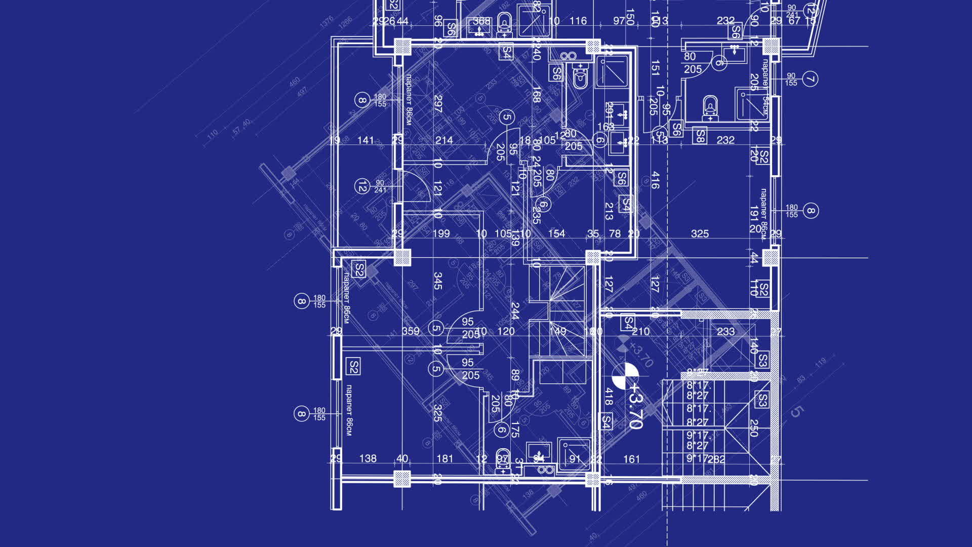 带有城市草图的抽象建筑背景蓝图房屋计划在背景中进行动画视频的预览图