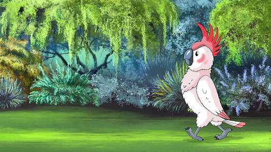 粉红鹦鹉在丛林中行走视频的预览图
