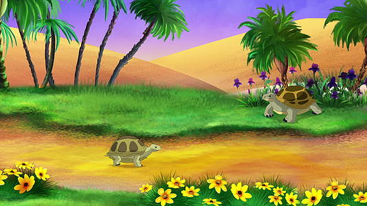 棕色的海龟和她的幼崽散步视频的预览图
