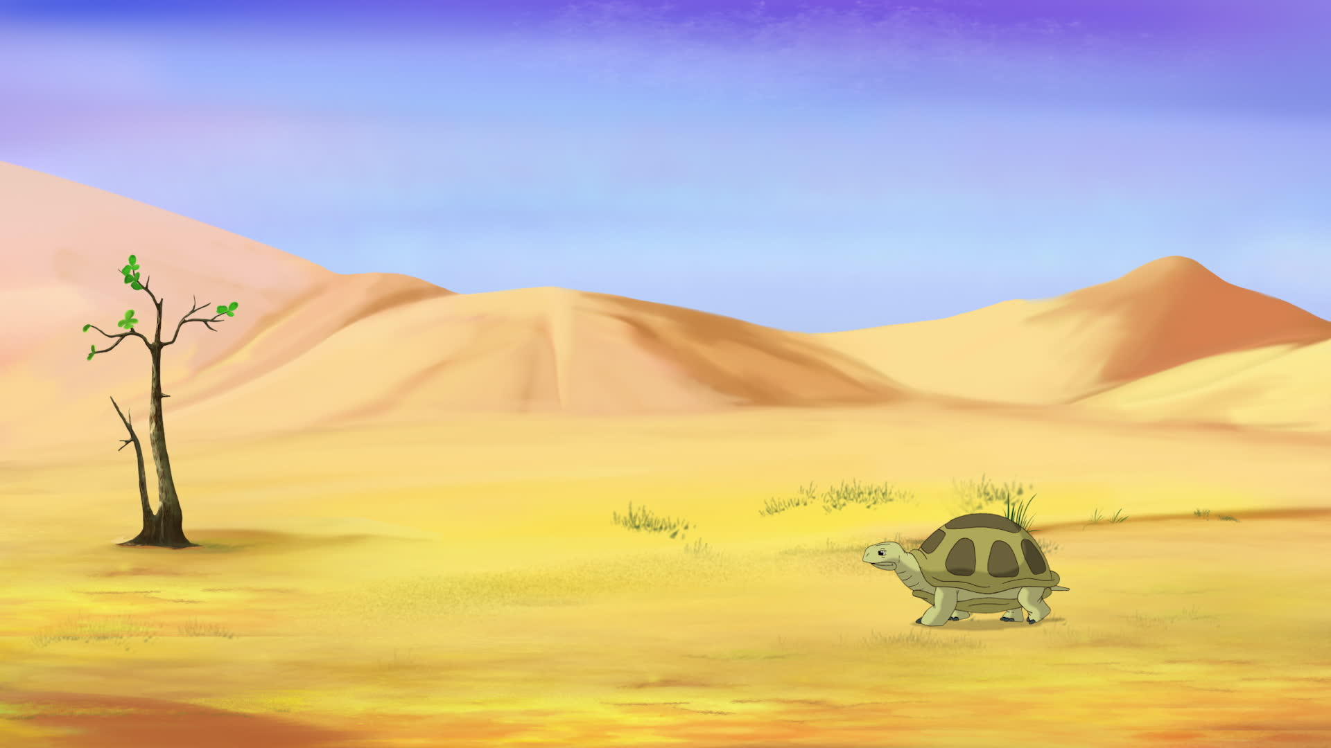 小棕色海龟穿过沙漠的沙漠视频的预览图