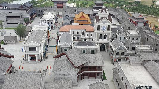 山东潍坊红高粱影视城航拍4K视频视频的预览图