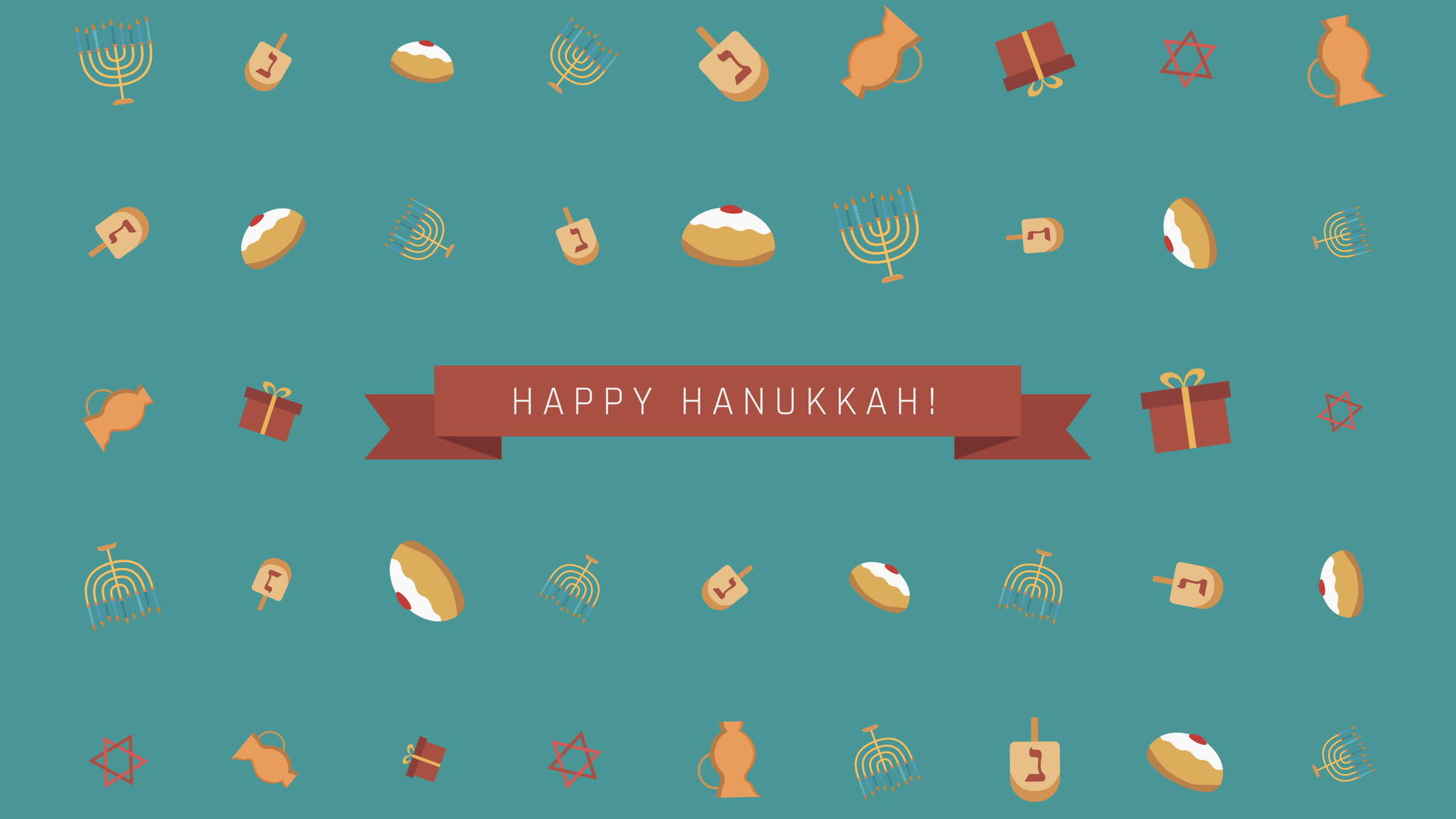 带有传统符号和英文文字的动画背景Hannukkah视频的预览图