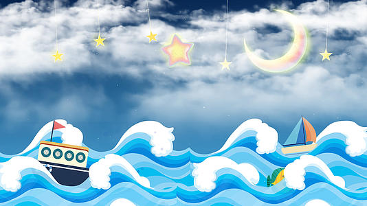 4K海边儿童节卡通清新背景视频的预览图