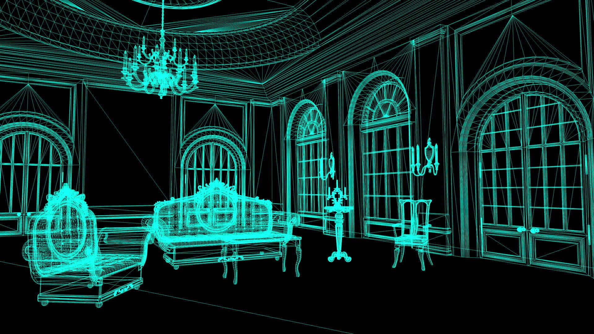 装有柱子的自夸宫殿钢架模型动画视频的预览图