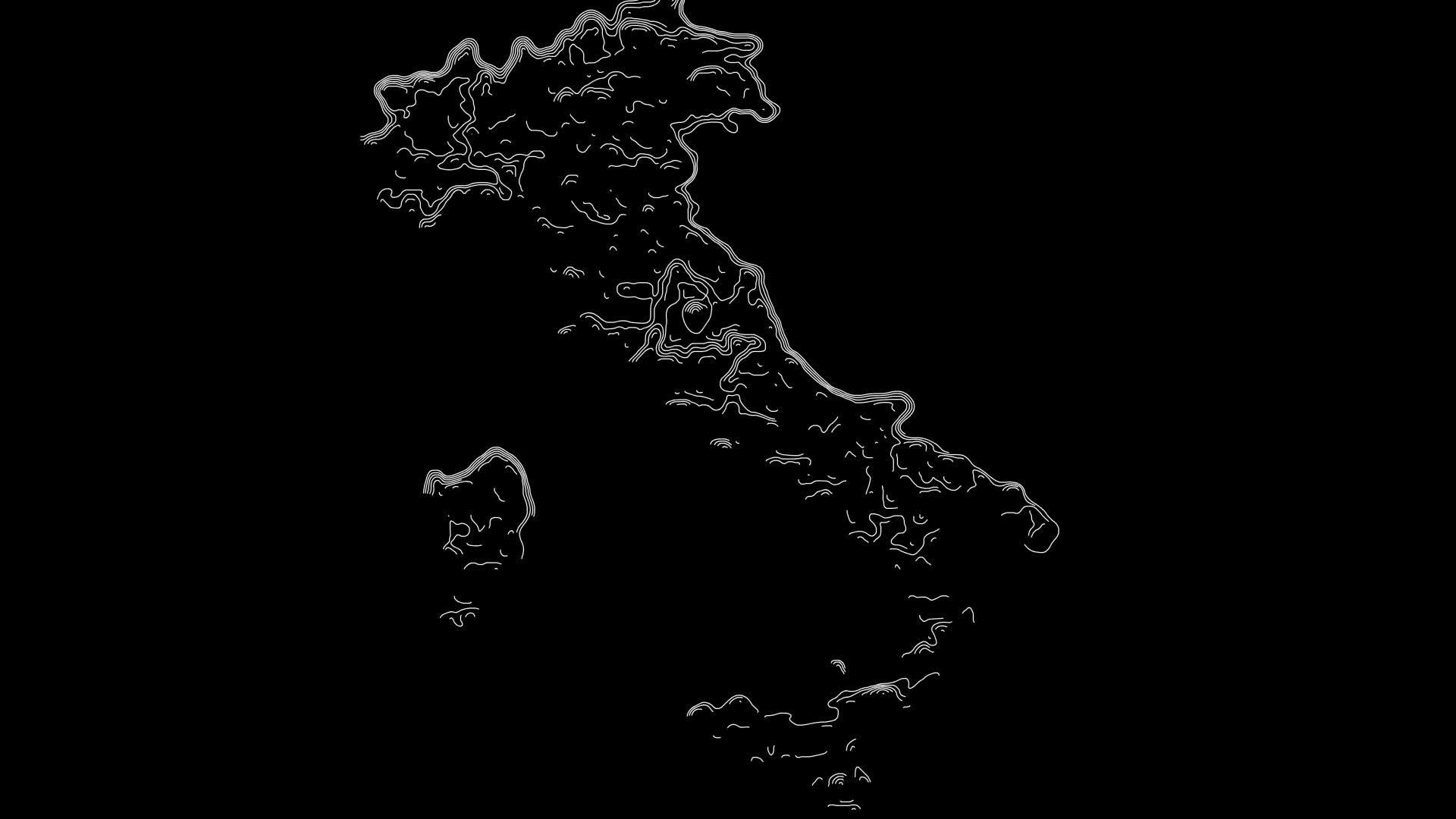 黑色背景Italy地形轮廓动画视频的预览图