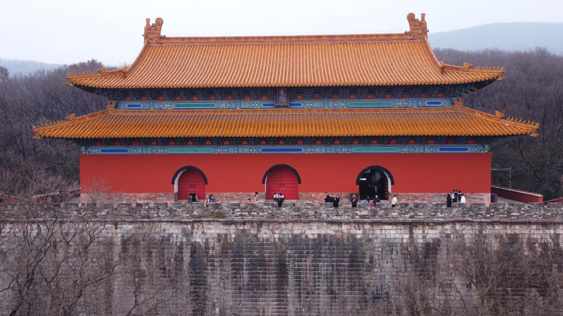 南京5A景区明孝陵宫殿航拍视频的预览图