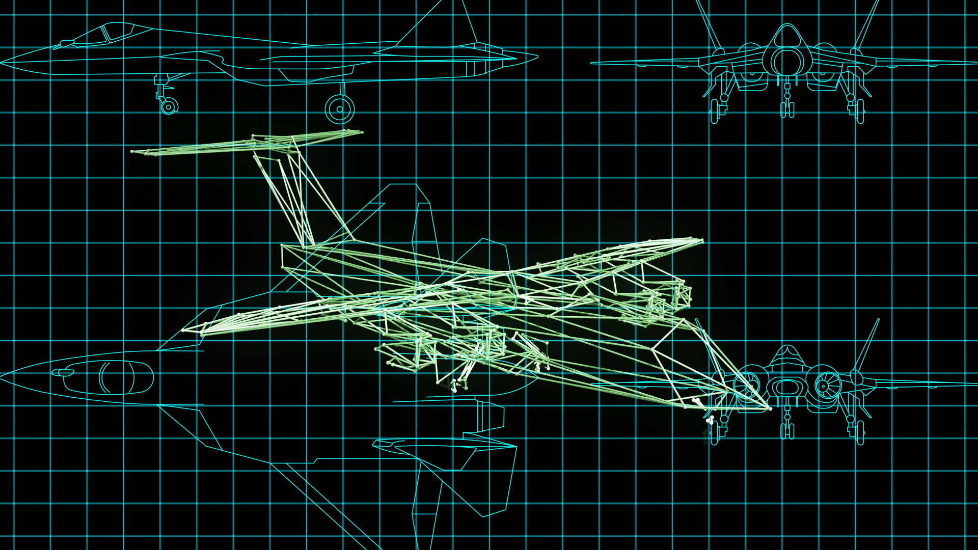 展示飞机设计技术图纸的动画应该非常详细和准备好视频的预览图