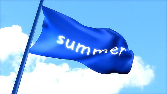 夏天的旗帜在白天挥舞着蓝天视频的预览图