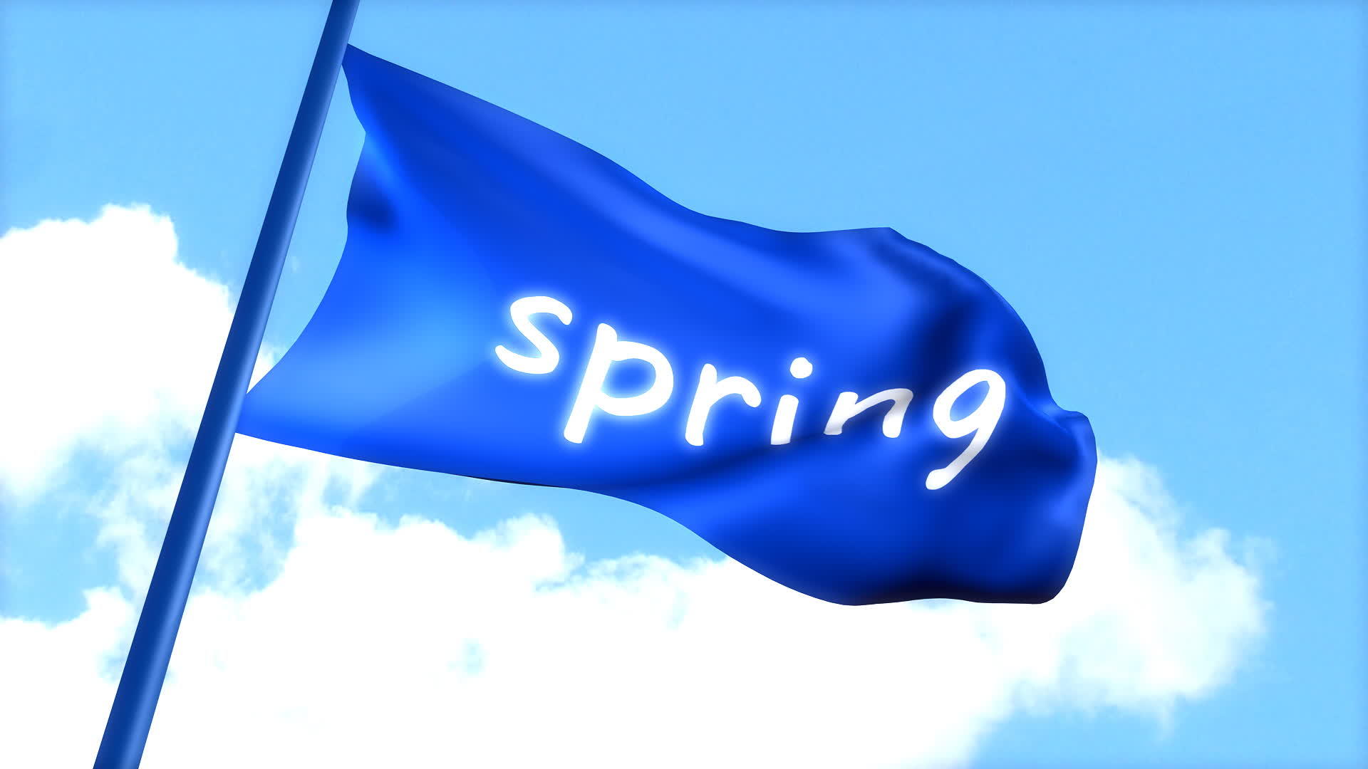春天的旗帜在白天挥舞着蓝天视频的预览图