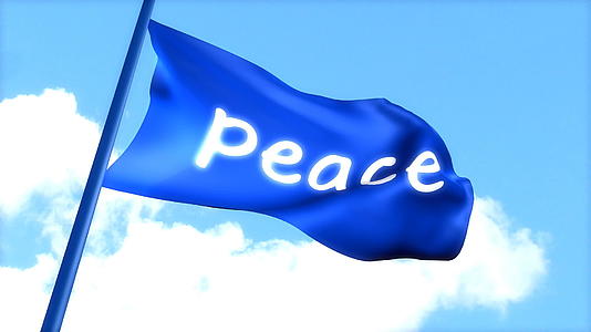蓝天白天挥舞着和平的旗帜视频的预览图