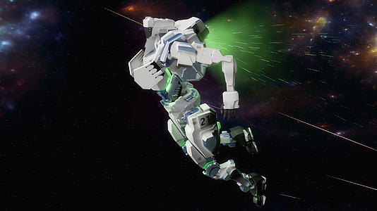 空间战斗机器人在太空中高速飞行视频的预览图