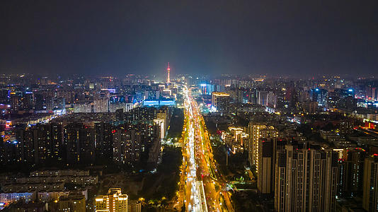 河南郑州中州大道4k航拍中原福塔夜景延时摄影视频的预览图