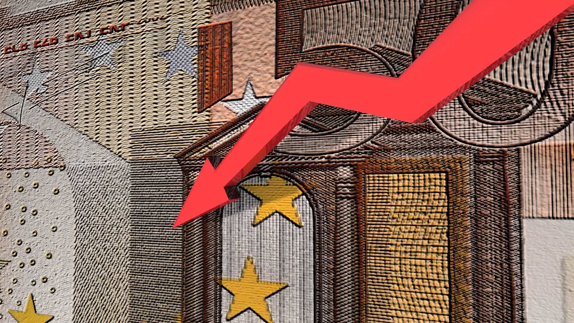 动画中欧元货币贬值视频的预览图