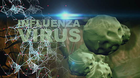 动画介绍背景中有亮点的流感细胞视频的预览图