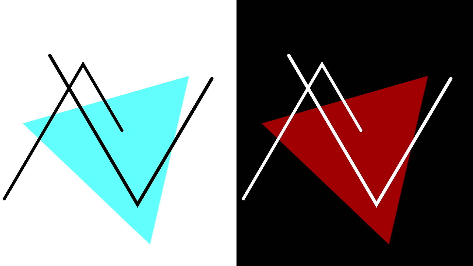 白色和黑色背景上两个动画三角形的最小运动视频的预览图